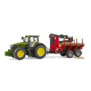 John Deere 7R 350 s prikolicom za drva i 4 trupca BRUDER U03154 igračka