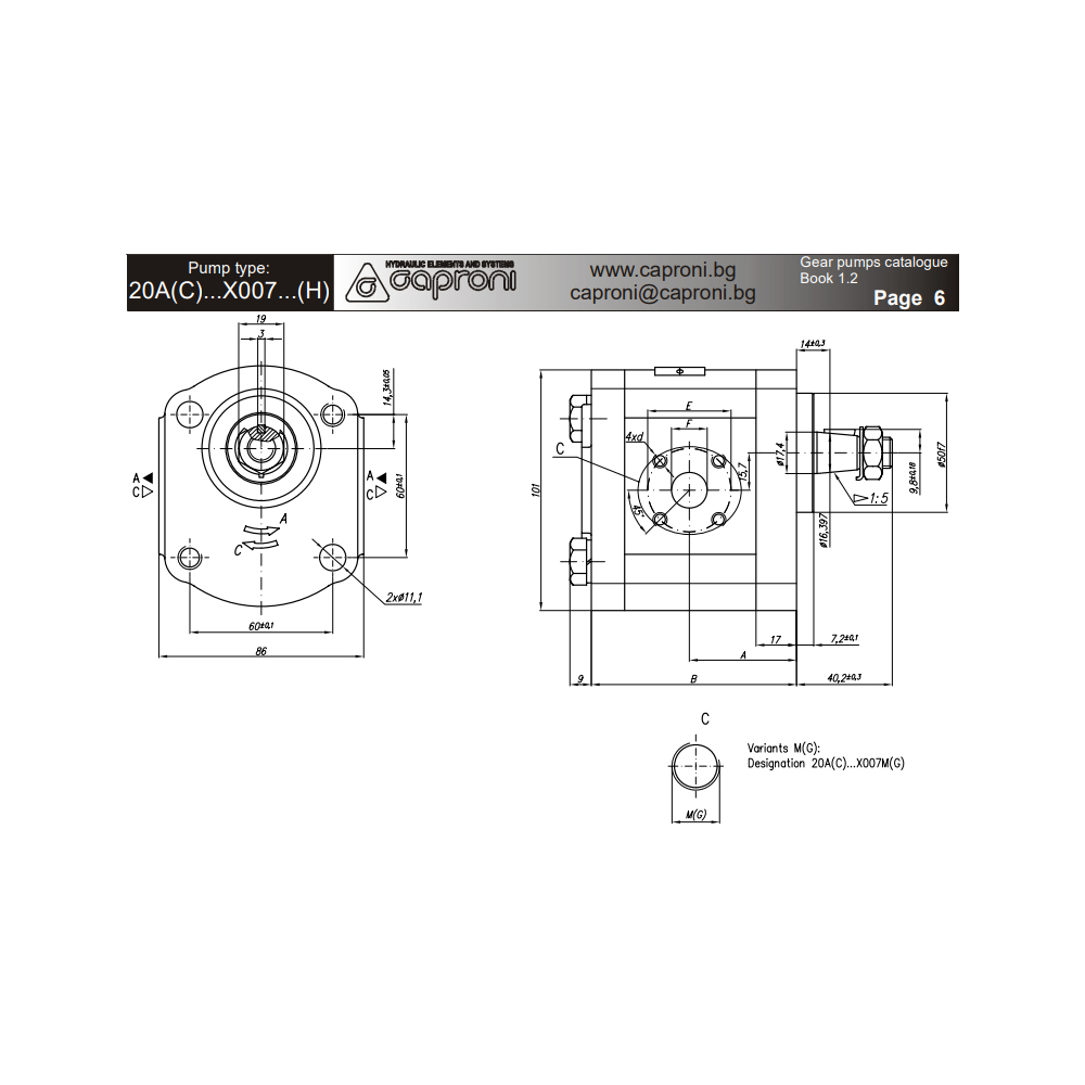 Pumpa hidraulike 19cm3 CAPRONI 20A19X007